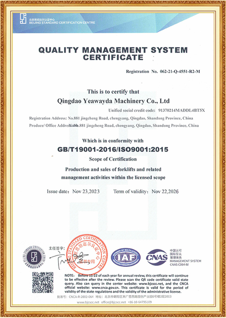 Electric forklift certification for performance